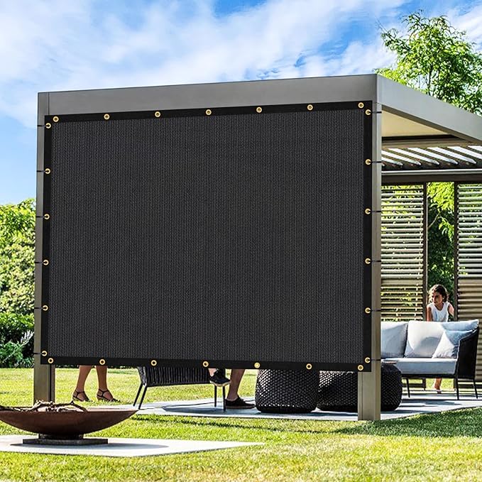 Artpuch Outdoor Pergola Shade Cover 16x16 FT Sun Shade Cloth with Grommets Black 90% UV Protection Canopy Patio Privacy Screen (Customized Available)