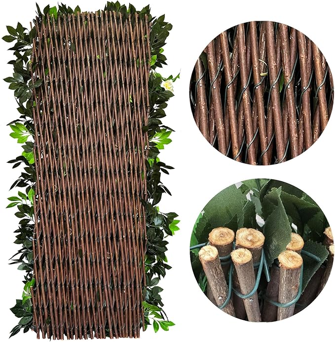 GLANT Expandable Fence Privacy Screen for Balcony Patio Outdoor,Decorative Faux Ivy Fencing Panel,Artificial Hedges (Single Sided Leaves) (1, Branches -Yellow Muxiang)
