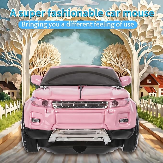 elec Space Wireless Mouse Car Computer Mouse for PC Laptop (Milk Tea Pink)