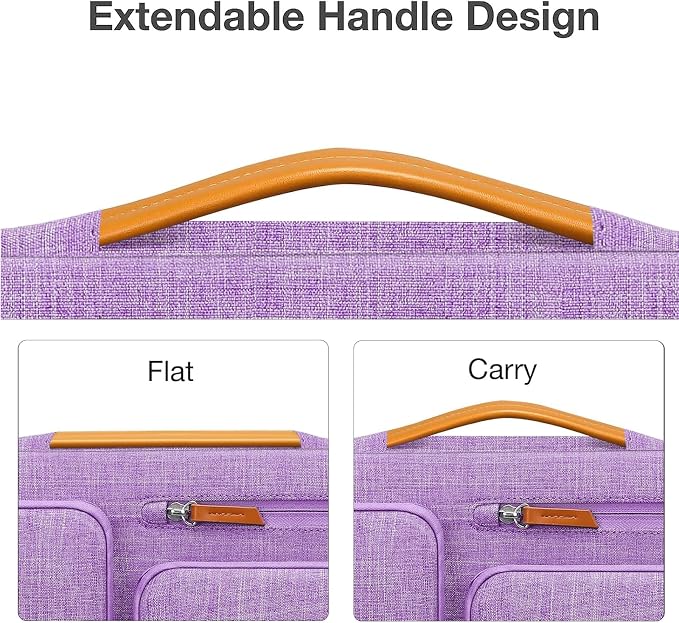 MOSISO 360 Protective Laptop Case 13.3 inch, 13-13.3 inch Laptop Sleeve Compatible with MacBook Air/Pro 13 / Pro 14,HP Dell Acer ASUS,Side Open Carrying Case with 4 Zipper Pockets&Handle, Lilac