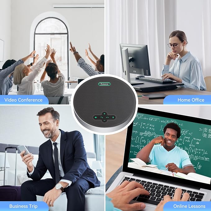 Tenveo Bluetooth Conference Speakerphone Bluetooth/Wireless/USB, 8 AI Noise Mics and 360° Sound Pickup,Compatible with Zoom, Teams, OBS, Supports 12-15 People for 18H of Talk Time MagiCallpro