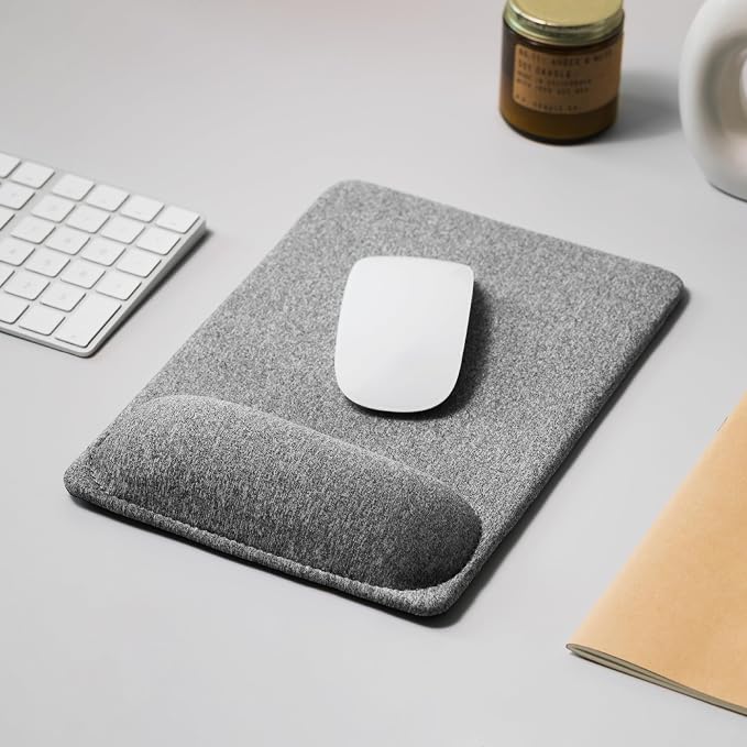 SenseAGE Large Ergonomic Mouse Pad with Wrist Rest Support, Enhanced Comfort & Space, Non-Slip Mouse Mat for Desk, Laptop & Computer, 10.6 x 7.3 inch (Grey)
