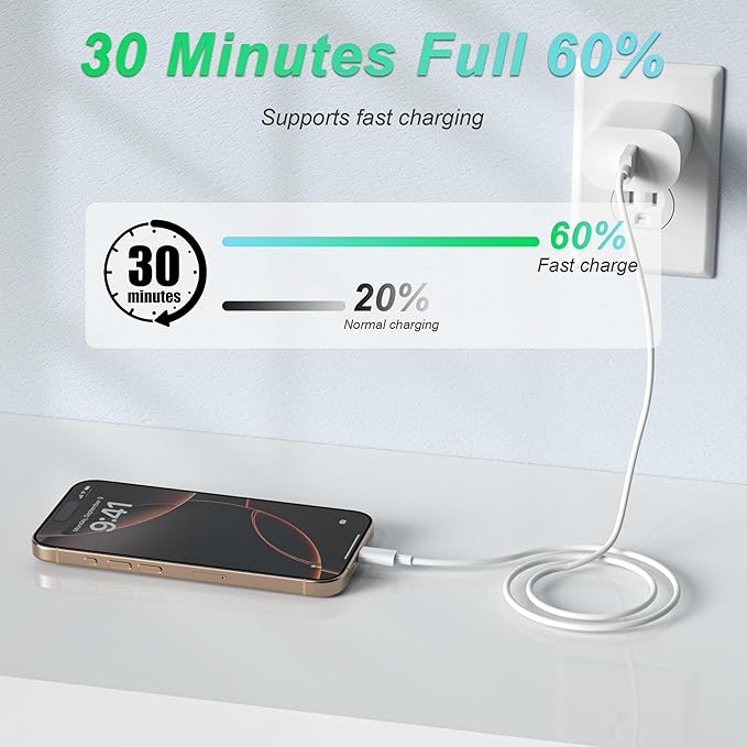 Fast Charging USB A to USB C Cable 10FT 2Pack for iPhone 15/16/17 Charger Cord, Car Carplay Compatible for Apple 17 Pro Max/16 Plus/for IPad Pro 12.9/11/Air 5th/4th Mini Gen, Long Type C Charge