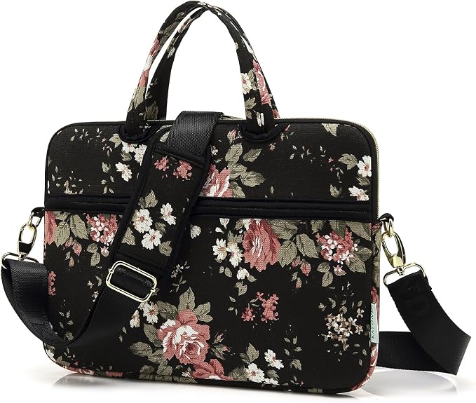 kayond Black C Rose Patten water resistant Laptop Shoulder Messenger Bag Case Sleeve for 12 Inch 13 Inch Laptop,Laptop Briefcase