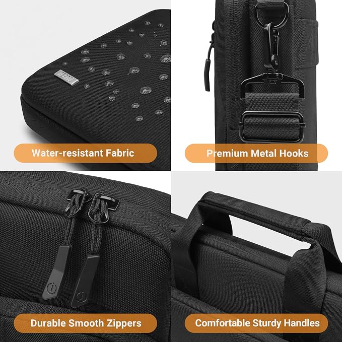 TECOOL 17 17.3 Inch Laptop Bag, 360 Protective Case Messenger Bag Waterproof Computer Sleeve Briefcase with Shoulder Strap for 17-17.3 Inch Acer ASUS Lenovo HP Laptop Notebook, Black