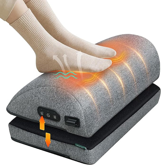Snailax Heated Foot Rest Under Desk at Work, Fathers Day Gift for Dad, Ergonomic Desk Foot Stool with Heat and Vibration Massage, 2 Heat Levels Foot Warmer for Office Chair, Home Gaming