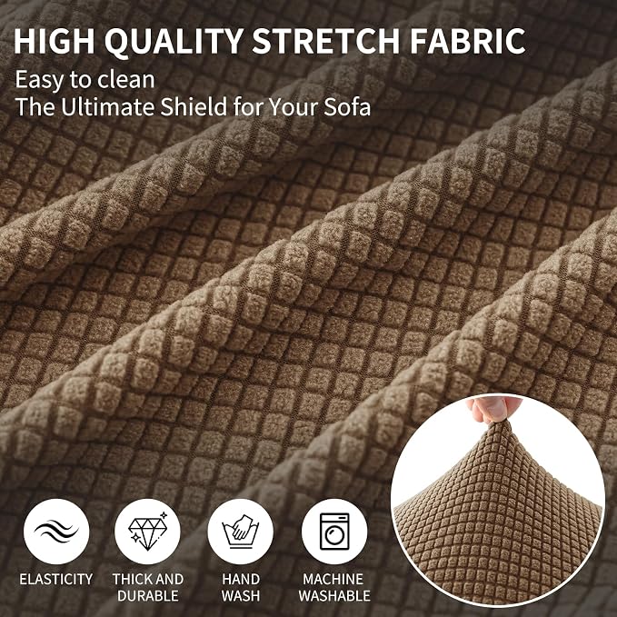Ottoman Covers Ottoman Slipcovers Folding Storage Stool Washable Furniture Protector,Elastic Foot Stool Foot Rest Protector for Living Room Bedroom,Large,Brown