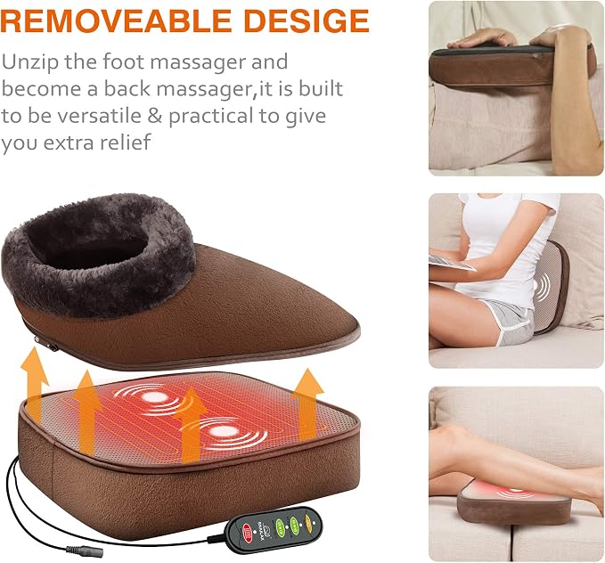Snailax 3-in-1 Foot Warmer & Back Massager and Foot Massager with Heat, Foot Heater with Vibration Massage and 2 Settings Heat, Feet Warmers Massager for Foot,Leg,Back