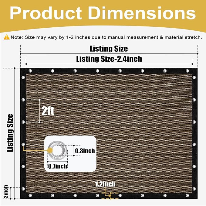 Shade&Beyond 90% Sun Shade Cloth with Grommets, 10' X 14' Pergola Shade Cover Canopy, Mesh Tarp Sun Screens for Patio, Outdoor, Garden, Backyard, Mocha