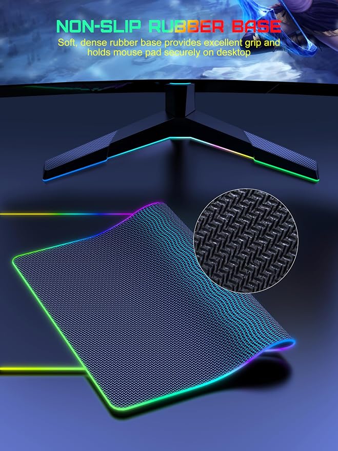TopMade Wireless Charging Mouse Pad, RGB Gaming Mousepad, 35.4" x 15.8" Extra Large Waterproof Keyboard Desk Pad, Cool Computer Desk Mat, Black (Includes 20W PD Power Adapter & 6.56ft Woven Cable)