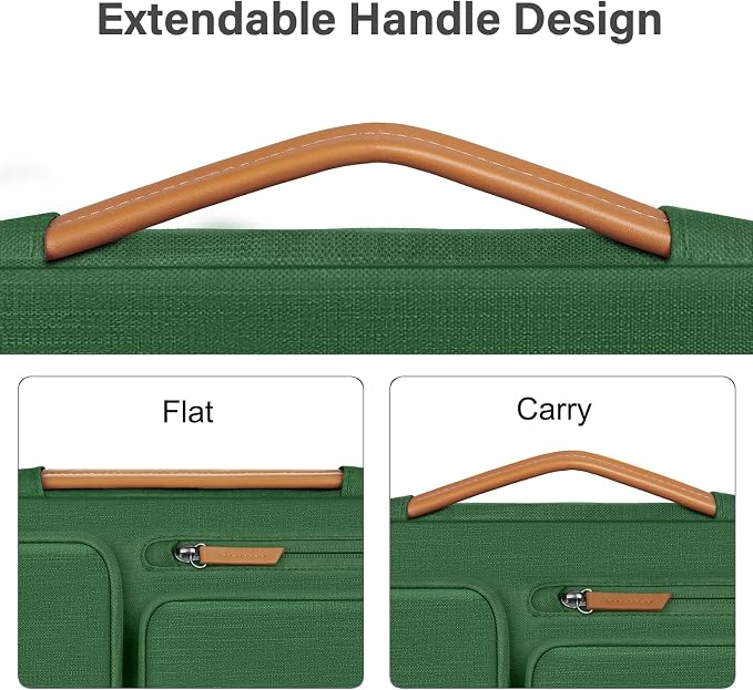 MOSISO 360 Protective Laptop Shoulder Bag,17-17.3 inch Computer Bag Compatible with MacBook, HP, Dell, Lenovo, Asus Notebook,Side Open Messenger Bag with 4 Zipper Pockets&Handle, Jungle Green