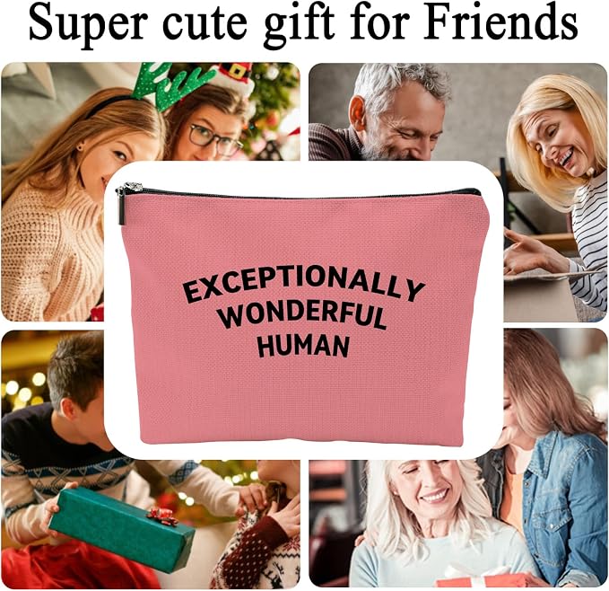 ZUYUROU Inspirational Makeup Bag Exceptionally Wonderful Human Cosmetic Pouch for Travel and Purse Organization Canvas Zipper Case Pink