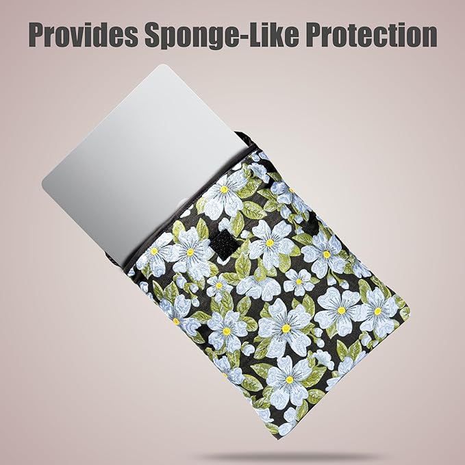 Puffy Laptop Sleeve 13-14 Inch Blue Flower, Protective Carrying Case for Men and Women, Cute Case Bag Compatible with 13 and 14 Inch Laptops, for MacBook Air M2, Asus/Dell Xps in Cover