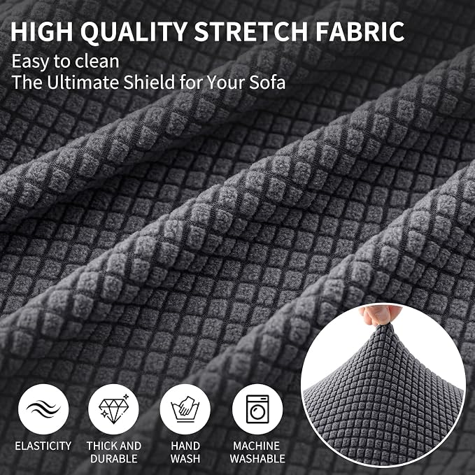 Ottoman Covers Ottoman Slipcovers Folding Storage Stool Washable Furniture Protector,Elastic Foot Stool Foot Rest Protector for Living Room Bedroom,Large,Dark Gray