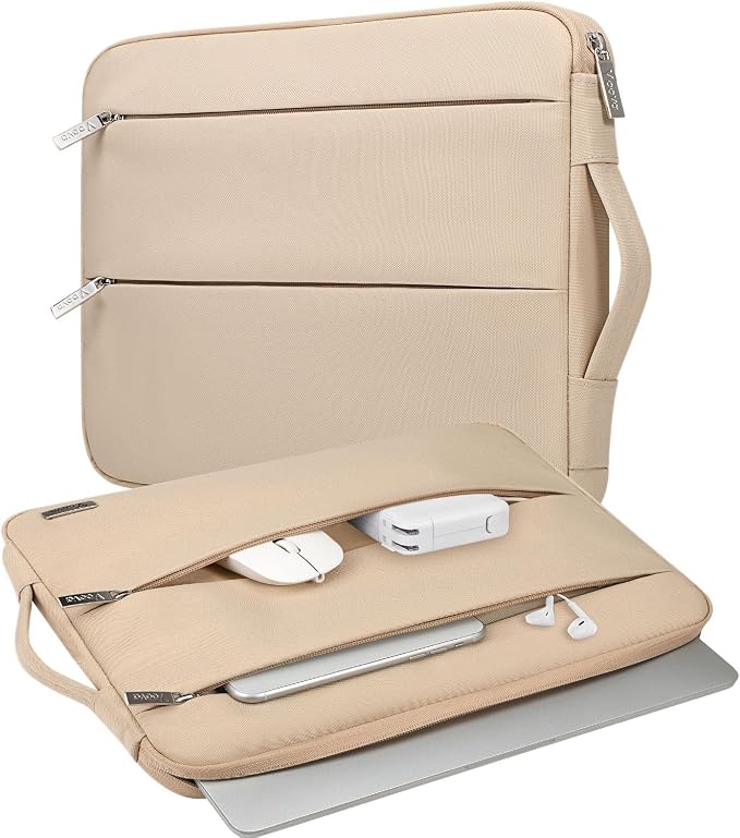 Voova Laptop Sleeve Carrying Case 14 15 Inch Compatible with MacBook Air 15 M2/M3/M4 2022-2025, MacBook Pro 15, Hp Chromebook 14, Waterproof Slim Computer Cover Bag,Apricot