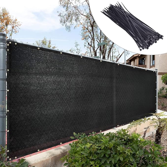 Royal Shade Custom Size 4' x 56' Black Fence Privacy Screen Windscreen Cover Netting Mesh Fabric Cloth - Cable Zip Ties Included (We Make Custom Size)