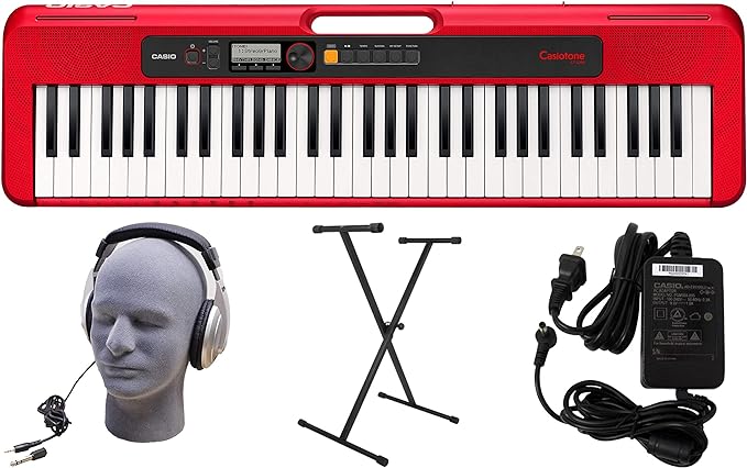 Casio CT-S200RD PPK 61-Key Premium Keyboard Pack with Stand, Headphones & Power Supply, Red
