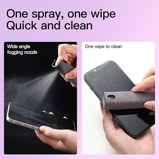 CUIUD Screen Cleaner Kit, Two in One Screen Cleaner Spray and Wipe, Touchscreen Mist Cleaner Spray Bottle for Phone/Laptop/Tablet/TV/Monitor/Car Screens(Pink)