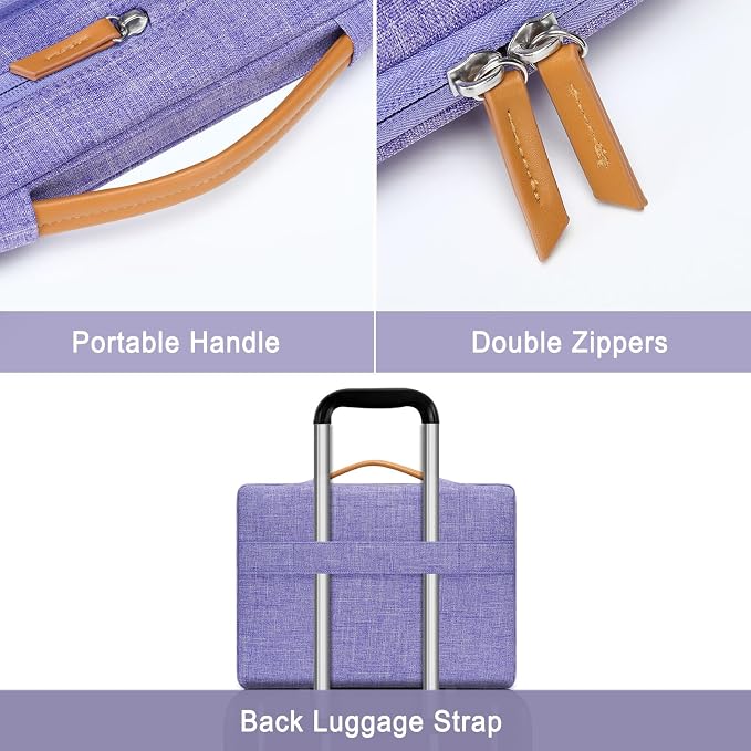 MOSISO 360 Protective Laptop Case 16 inch, 15-15.6 inch Laptop Sleeve Compatible with MacBook Pro 16, HP Acer Dell Lenovo ASUS, Side Open Carrying Case with 4 Zipper Pockets&Handle, Purple