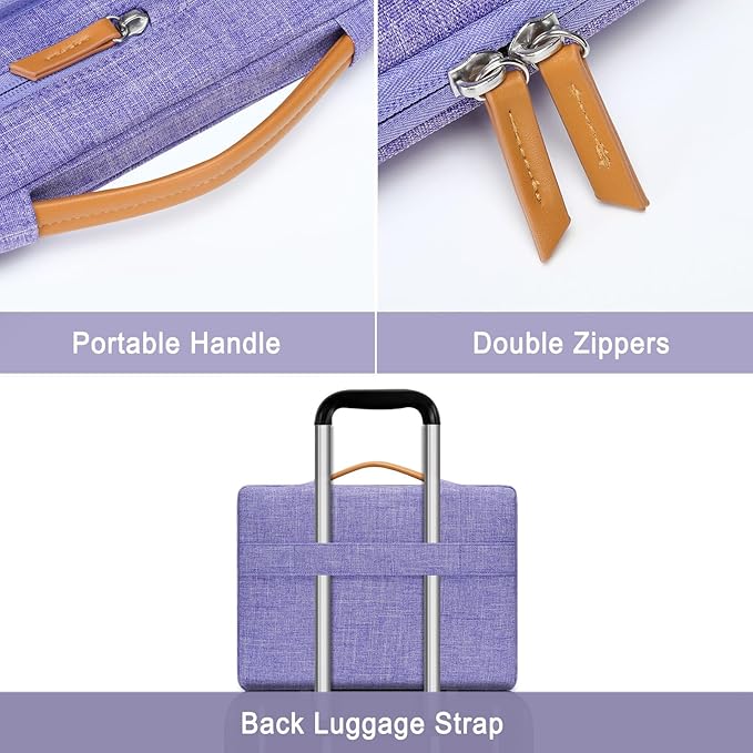 MOSISO 9-11 inch Tablet Sleeve Case for iPad A16 2025, iPad Air 11 inch M3 M2, iPad Pro 11 M4, iPad 10/9/8/7th, Galaxy Tab A9+/S9/S8/Plus 11, Side Open Carrying Bag with 4 Zipper Pockets, Purple