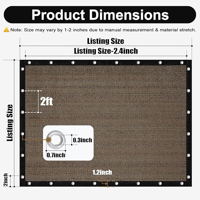 Artpuch 90% Sun Shade Cloth, 3 x 16 FT Pergola Shade Cover Canopy with Grommets, Sun Screen Fabric Tarp for Patio, Outdoor, Garden, Backyard, Mocha