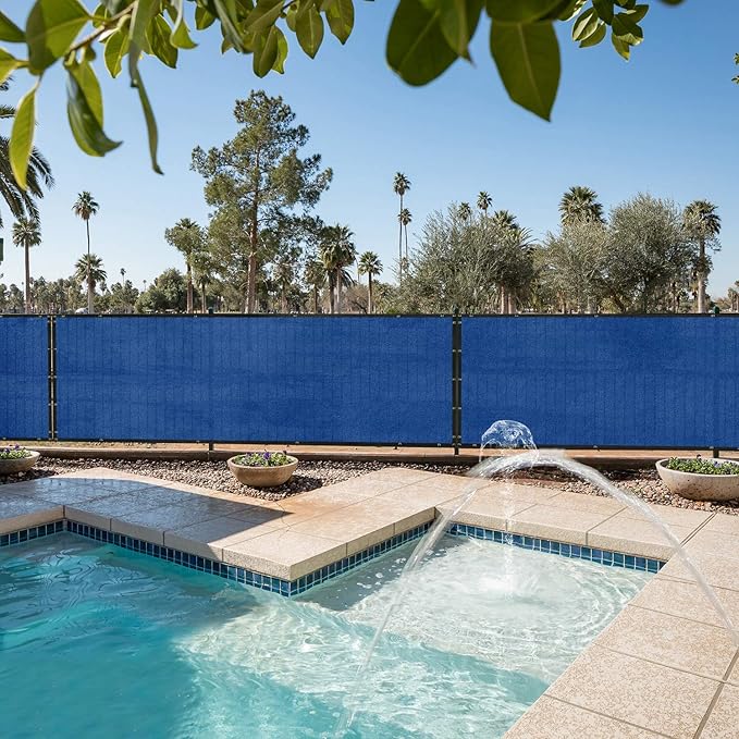 E&K Sunrise 4' x 58' Privacy Fence Screen with Grommets, Outdoor Windscreen Fence Covering Privacy Screen UV Blockage for Backyard Garden Patio, Zip Ties Included (Blue)