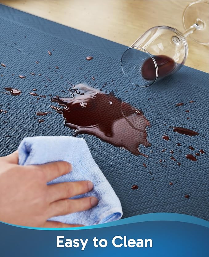 Ophanie Kitchen Mats for Floor, 3/4 Inch Thick Kitchen Rugs, 20'' x 60'' Anti Fatigue Standing Cushioned Mat, Waterproof,Comfort Ergonomic Mat for Office, Home, Sink,Blue Non-Slip Bottom