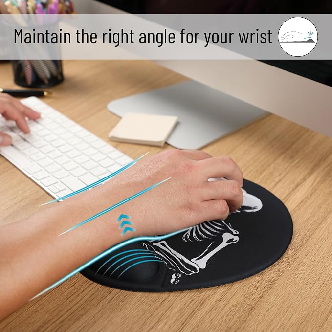 Mr. Pen- Ergonomic Mouse Pad with Wrist Rest, Grim Reader Design, Breathable Fabric with Memory Foam Cushion, Non-Slip Rubber Base, Gel Mouse Pad with Wrist Support