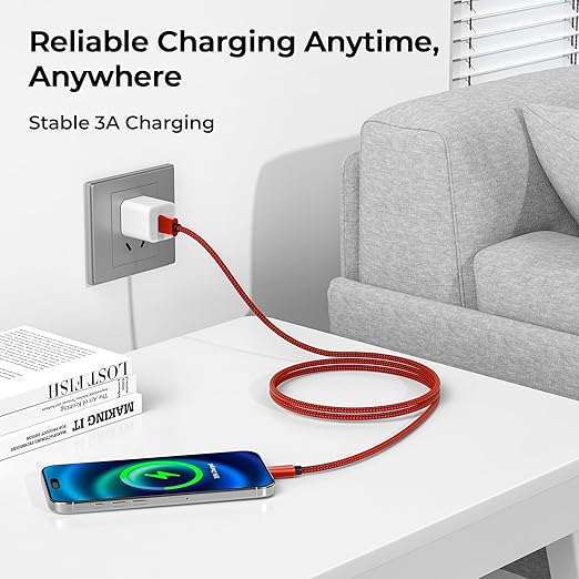 Basesailor for iPhone 17 16 Pro Max Charger Cord,USB to USB C Cable,Type C Charging Power Cord for Apple 17e 15 iPad 10 Air 4 5,Samsung Galaxy S26 S25 S24 S23,Red,2Pack 1.5FT(0.5M)