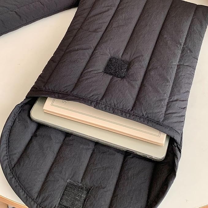 Puffy Laptop Sleeve 11-12 Inch Black, Protective Carrying Case for Men and Women, Cute Case Bag Compatible with 11 and 12 Inch Laptops, 10.9" Ipad 10, 10.2" Ipad 7 8 9 in Cover