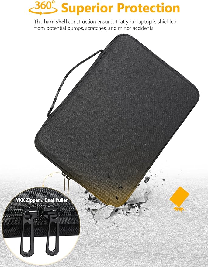 HYZUO 17-17.3 Inch Hard Shell Laptop Sleeve Case for 17" 17.3" HP/Dell/ASUS/Acer/Lenovo/LG/Toshiba/MSI Gaming Laptop/Razer Blade 17/18, Notebook Protective Cover for Men Women, Black
