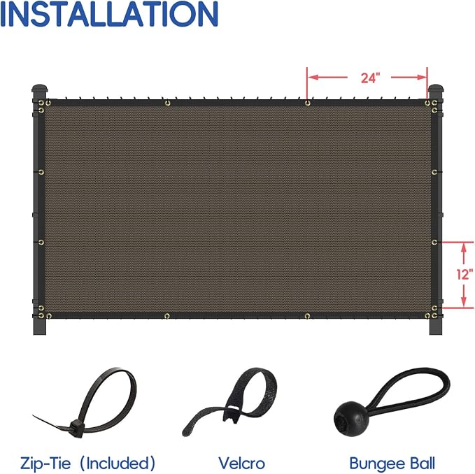 Bynbbur 6'x121' Privacy Fence Screen Net Fencing 90% Privacy Blockage Windscreen Fence Cover with Copper Grommet for Patio Backyard Garden Swimming Pool, Zip Ties Included, Brown