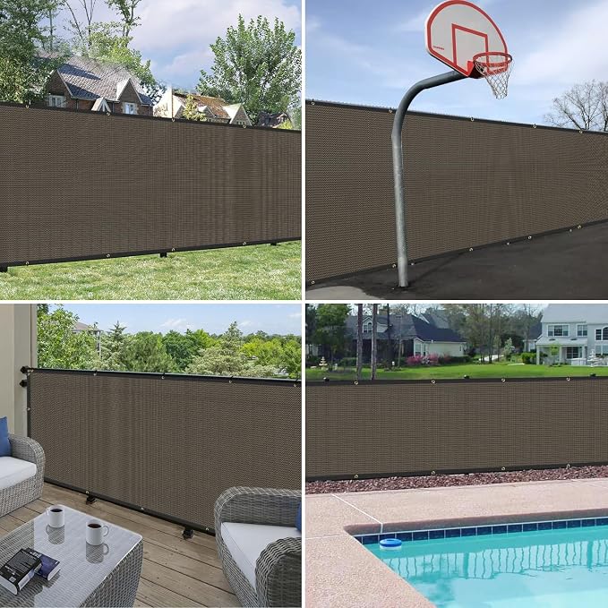 Windscreen4less 4' x 95' Privacy Fence Screen Heavy Duty Windscreen Fencing Mesh Fabric Shade Net Cover with Brass Grommtes for Outdoor Wall Garden Yard Pool Deck Brown