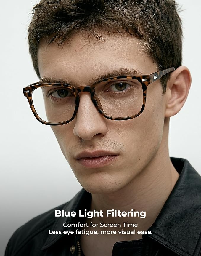 TIJN Premuim Blue Light Blocking Glasses for Women Men Square Frame Nerd Eyeglasses Anti Blue Ray Computer Screen Glasses