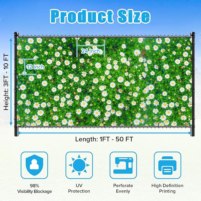 UPGRADE Custom Scenic Privacy Fence Screen for Outdoor Full-Color Printed Fence Cover with PVC Mesh UV Resistant, Weatherproof Perfect for Garden, Balcony, Backyard