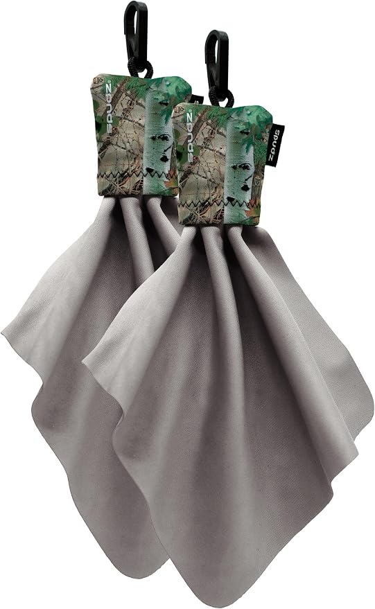 SPUDZ Classic Microfiber Lens Cleaner – Clip-On Pouch, Washable – for Binoculars, Scopes, Glasses, Screens | Classic | Alpine Mountain Camo, 6 x 6 Inch (2-Pack)