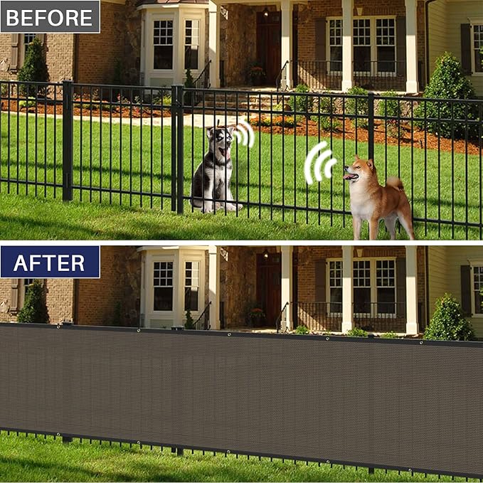 Windscreen4less Privacy Fence Screen Heavy Duty Windscreen Fencing Mesh Fabric Shade Net Cover with Brass Grommtes for Outdoor Wall Garden Yard Pool Deck, 8'x72' Brown
