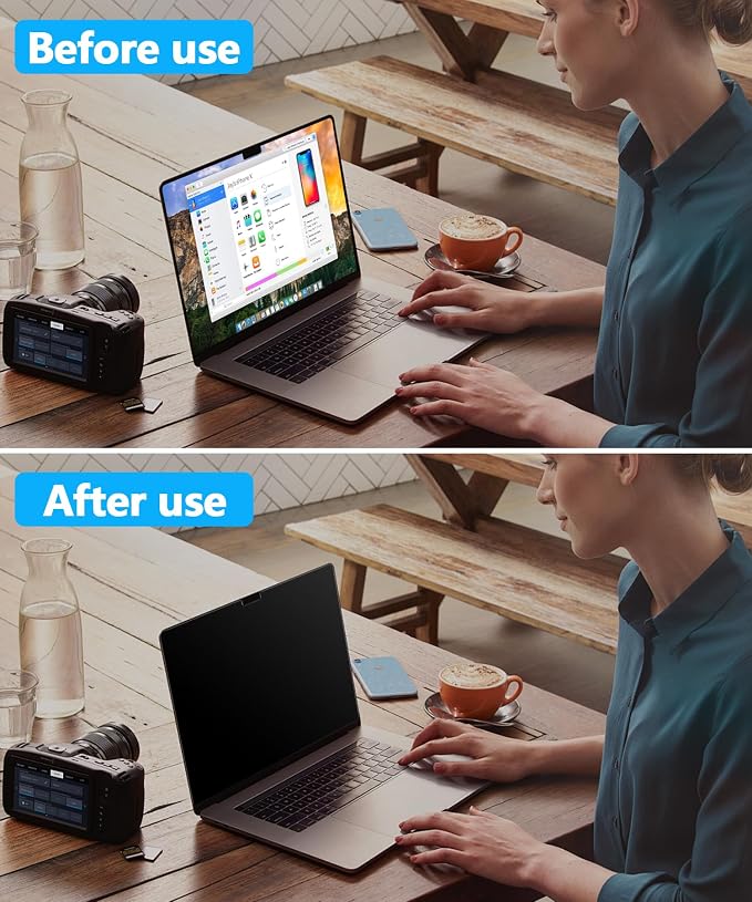 PYS 4-Way Privacy Screen for MacBook Pro 14 Inch (2024-2021, M4, M3, M2, M1) - 360° Anti-Spy Filter, Matte Anti-Glare Protector, Scratch-Resistant Film, Laptop Privacy Filter Shield