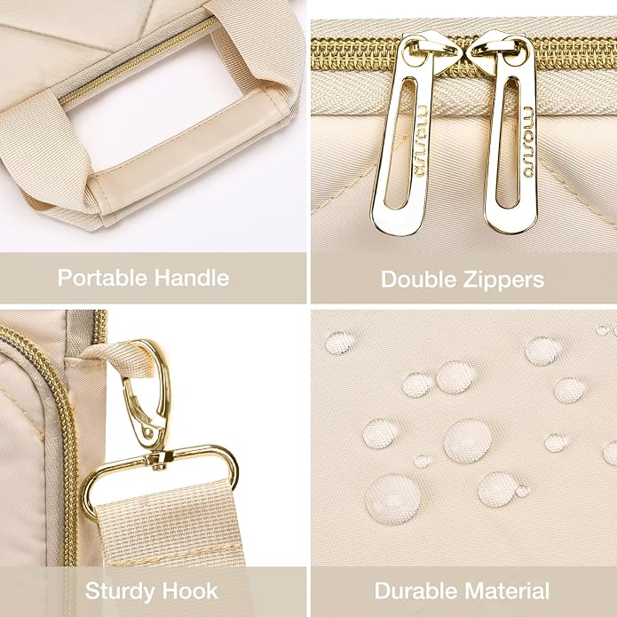MOSISO Vertical Laptop Bag,Computer Bags,Rhombus Quilted Laptop Shoulder Bag with Trolley Sleeve&Pocket&Handle