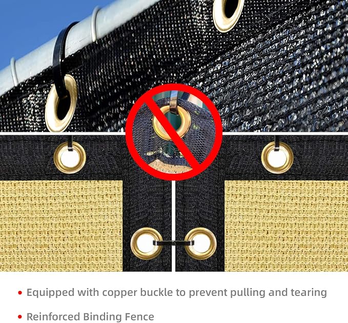 KANAGAWA 8ft x9ft Balcony Privacy Screen Fence, 90% Blockage Heavy Duty 175 GSM Fencing Mesh Net Cover for Outdoor Wall Garden Yard Backyard, Cable Zip Ties Included, Sand