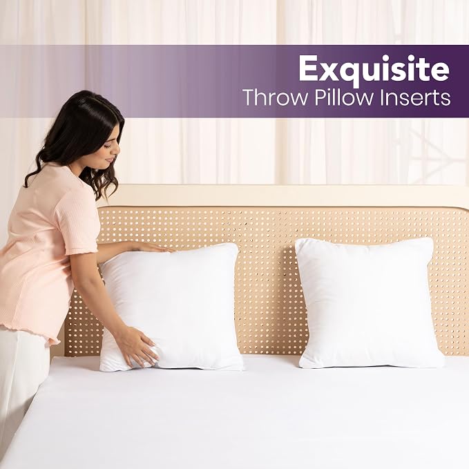 Utopia Bedding 24x24 Pillow Inserts, Set of 2, White – Indoor Decorative Throw Pillows for Bed, Sofa & Couch – Soft, Supportive & Fluffy Cushion Inserts