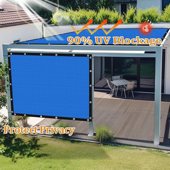 Shade&Beyond Customized Size 90% Sun Shade Cloth with Grommets, 7' X 24' Pergola Shade Cover Canopy, Mesh Tarp Sun Screens for Patio, Outdoor, Garden, Backyard GN01, Blue