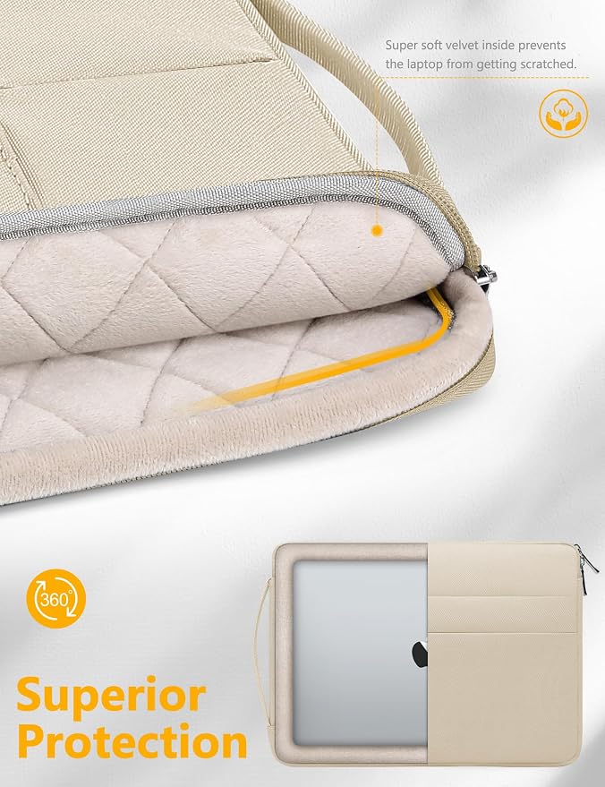 HYZUO 17-17.3 Inch Laptop Sleeve Bag Briefcase for 17" 17.3" HP/Dell/Lenovo/ASUS/LG/MSI Gaming Laptop/Razer Blade 17/18, Men Women NoteBook Protective Case Bag, Sand