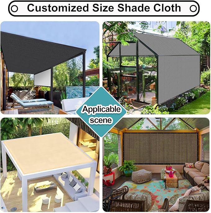 Shade&Beyond 90% Sun Shade Cloth with Grommets, 10' X 12' Pergola Shade Cover Canopy, Mesh Tarp Sun Screens for Patio, Outdoor, Garden, Backyard, Mocha