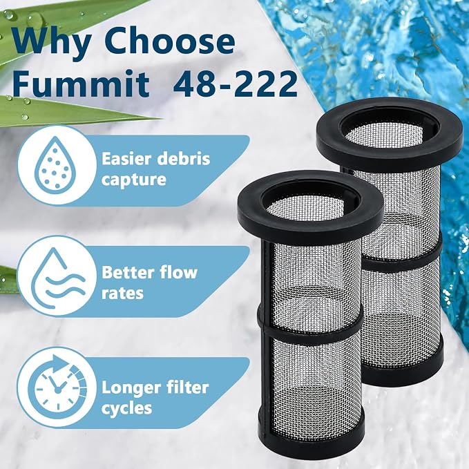 Funmit in-Line Filter Screen 48-222 Replacement for Zodiac Polaris 180, 280, 380, 3900 Model Pool Cleaner in-Line Filter Screen 48-222 (2 Pack)