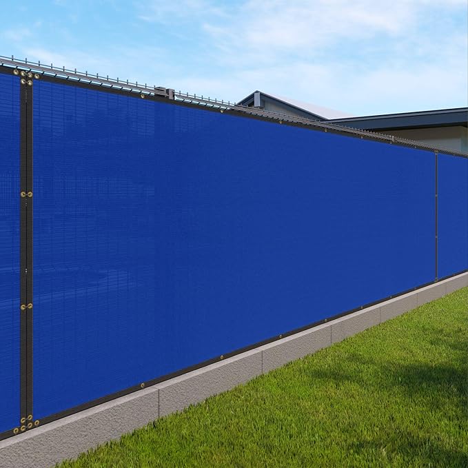 Windscreen4less 4' x 127' Privacy Fence Screen Heavy Duty Windscreen Fencing Mesh Fabric Shade Net Cover with Brass Grommtes for Outdoor Wall Garden Yard Pool Deck Blue