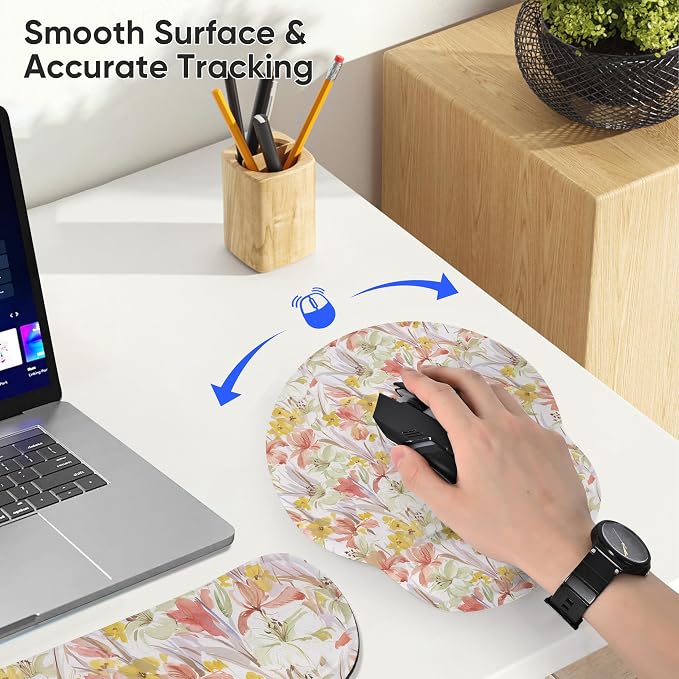 RICHEN Wrist Rest Support for Mouse Pad&Keyboard Set, 3-in-1 Computer Mousepad,Keyboard Wrist Rest and Coaster Set, Non-Slip Keyboard Wrist Rest and Mouse Pad Set Ergonomic Design (YKMWR-63)