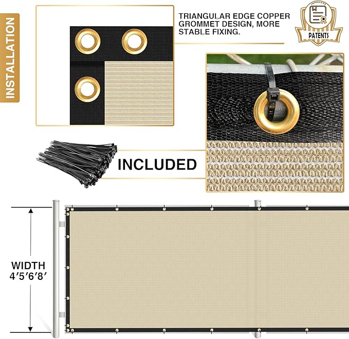Privacy Fence Screen 6' x 243' Fencing Cover Heavy Duty Mesh Windscreen Cloth for Outdoor Garden Patio Backyard Chain Link Fence Beige
