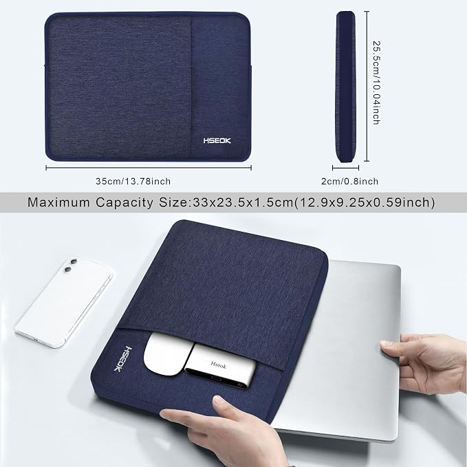 Hseok Laptop Case 13.3-14 Inch Sleeve, Water-Resistant Computer Bag Compatible with MacBook Neo/Pro 14" M5/M4/M3/M2/M1 and All 13.3" Mac Air/Pro, XPS 14 and Most Popular 13.3"-14" Notebook，D01B01