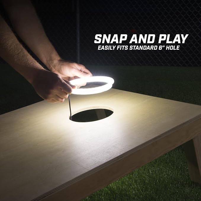 GoSports Cornhole Light Up LED Ring Kit 2pc Set - Red, White or Blue - Compatible with All Cornhole Games